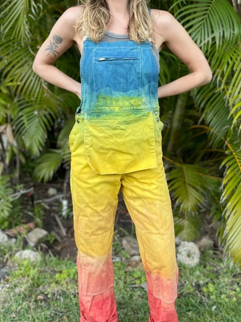 Kristin Arzt Naturally Dyed Rainbow Overalls (NWT)